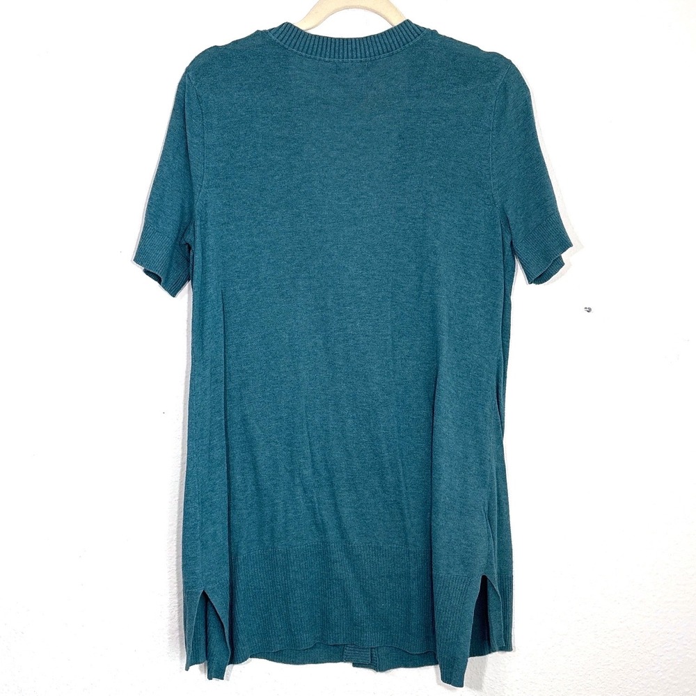 Eddie Bauer M Short Sleeve Cardigan Sweater Teal Blue Button Pockets Bella Swan - Picture 10 of 13